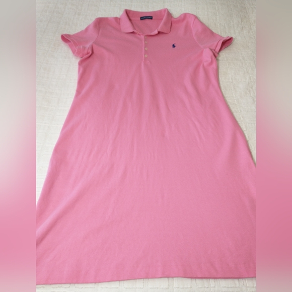 Ralph Lauren Collared Polo Dress, Pink, Size Large, Preppy, 100% Cotton - Picture 3 of 9